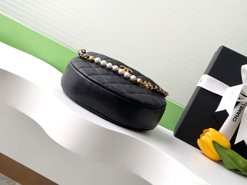 Chanel Pouch - Black Grained calfskin, AP4584 imitation pearl