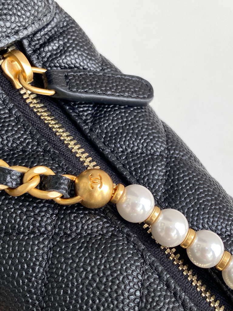 Chanel Pouch - Black Grained calfskin, AP4584 imitation pearl