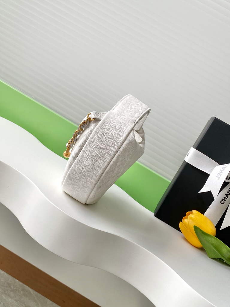 Chanel Pouch - White Grained calfskin, AP4584 imitation pearl
