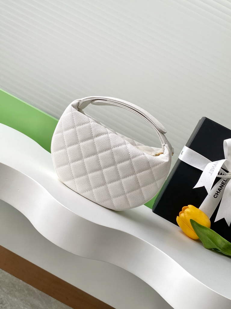 Chanel Pouch - White Grained calfskin, AP4584 imitation pearl