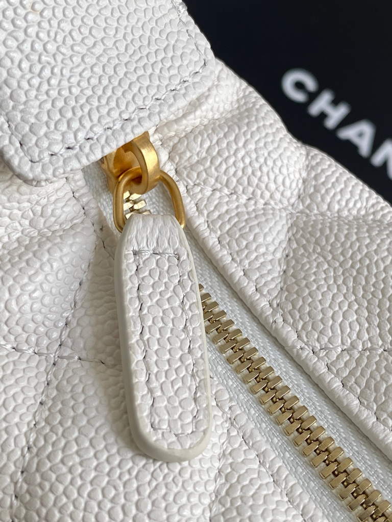 Chanel Pouch - White Grained calfskin, AP4584 imitation pearl