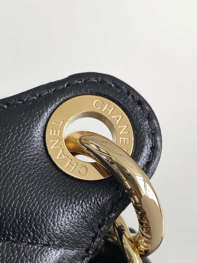 Chanel Pouch, Mesh, shiny lambskin & gold-tone metal, AP4673 black