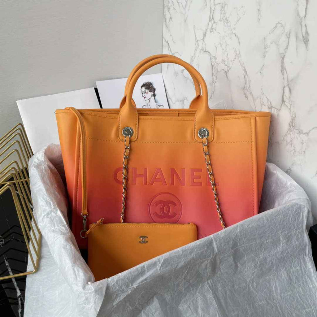 Chanel Shopping bag, Leather, AS3351, Orange