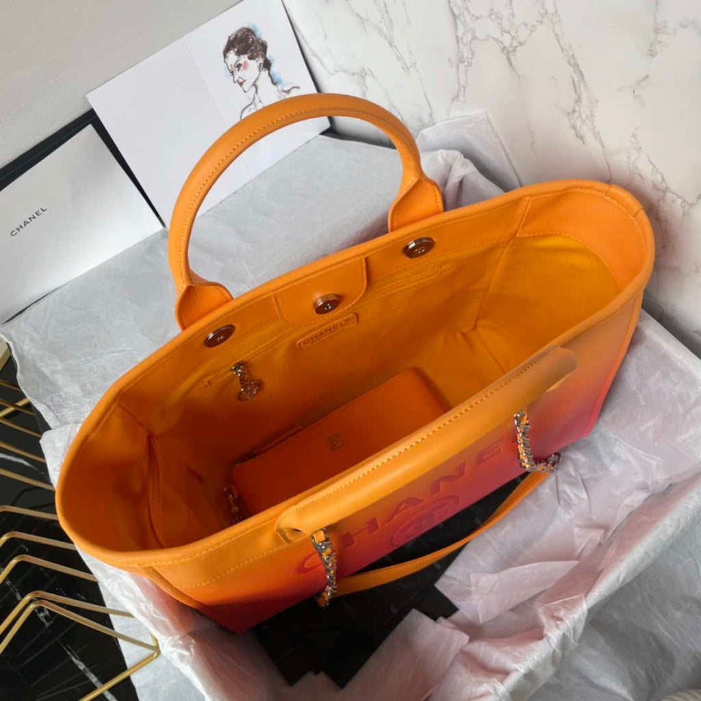 Chanel Shopping bag, Leather, AS3351, Orange