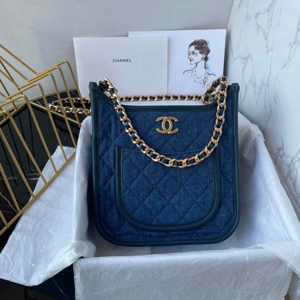 Chanel Shoulder Bag AS4245 Mixed Fibres Calfskin Blue