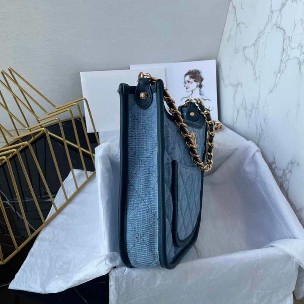 Chanel Shoulder Bag AS4245 Mixed Fibres Calfskin Light Blue