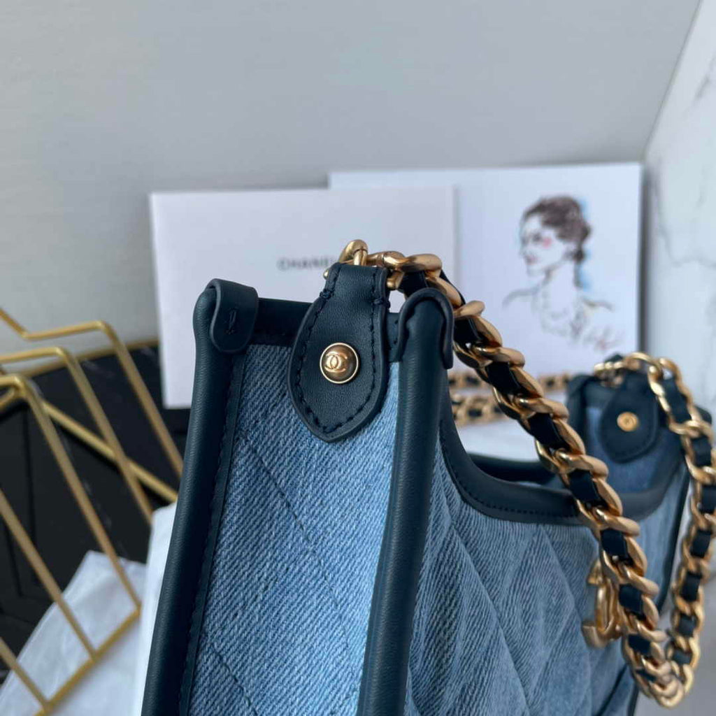 Chanel Shoulder Bag AS4245 Mixed Fibres Calfskin Light Blue