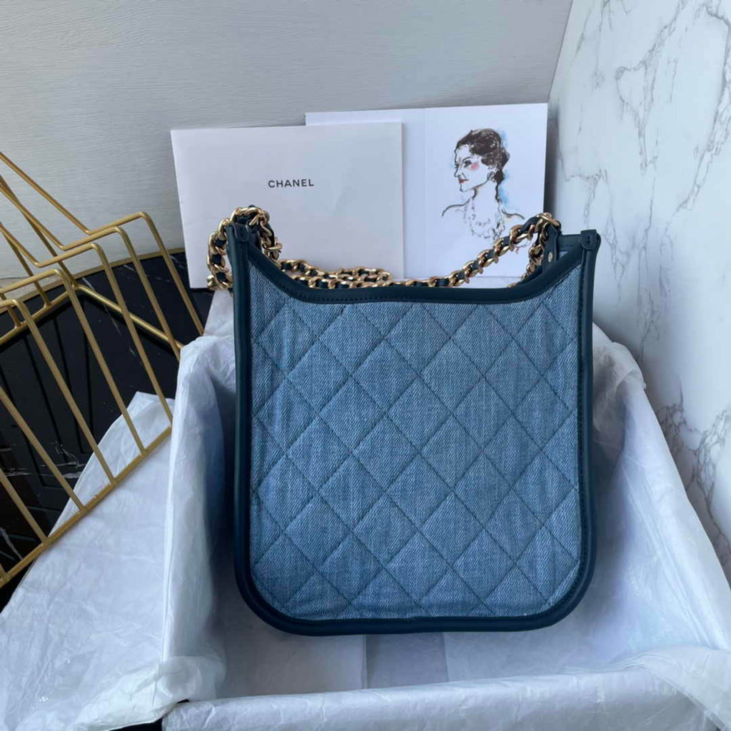 Chanel Shoulder Bag AS4245 Mixed Fibres Calfskin Light Blue