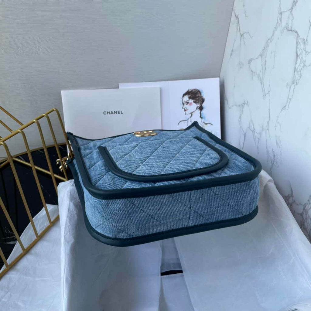 Chanel Shoulder Bag AS4245 Mixed Fibres Calfskin Light Blue