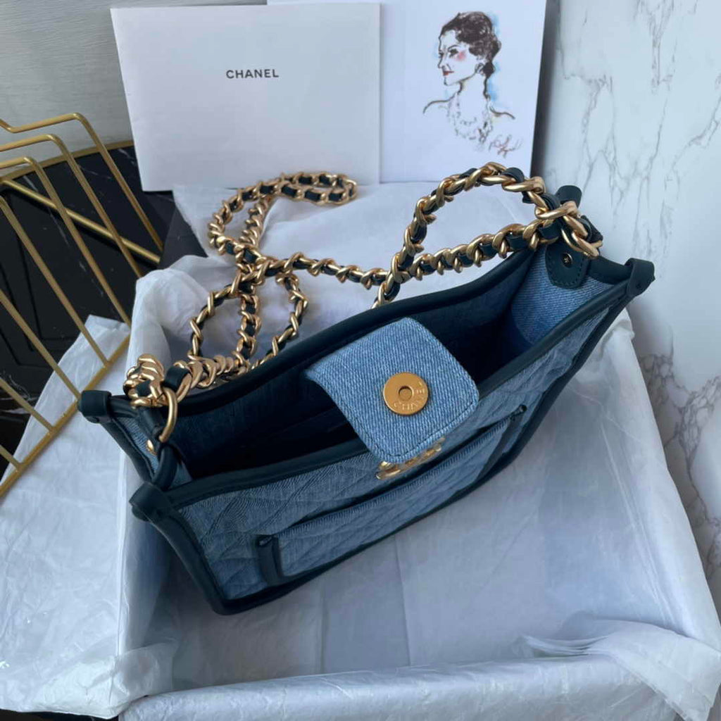 Chanel Shoulder Bag AS4245 Mixed Fibres Calfskin Light Blue