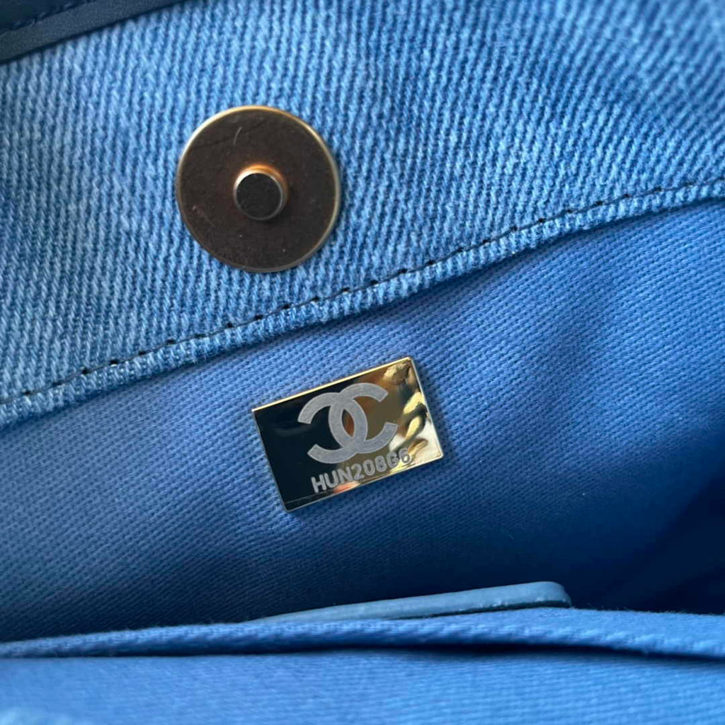 Chanel Shoulder Bag AS4245 Mixed Fibres Calfskin Light Blue