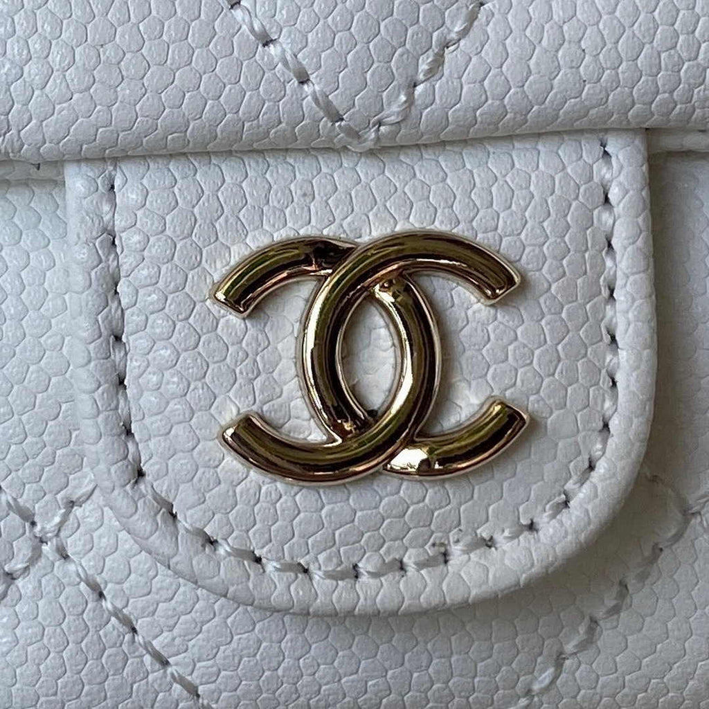 Chanel backpack AS4398 Grained shiny calfskin white