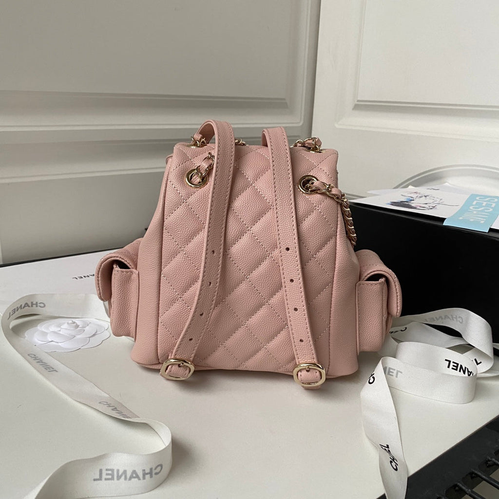 Chanel backpack AS4398 Grained shiny calfskin Light Pink