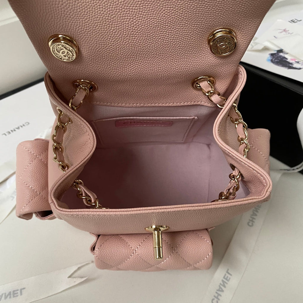 Chanel backpack AS4398 Grained shiny calfskin Light Pink