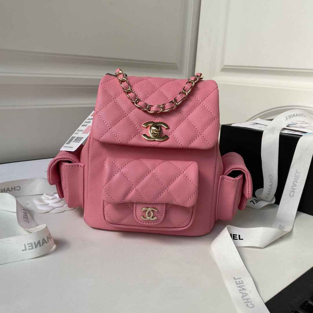 Chanel backpack AS4398 Grained shiny calfskin Pink