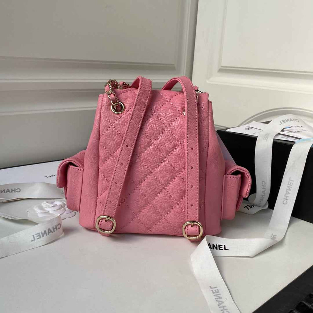 Chanel backpack AS4398 Grained shiny calfskin Pink