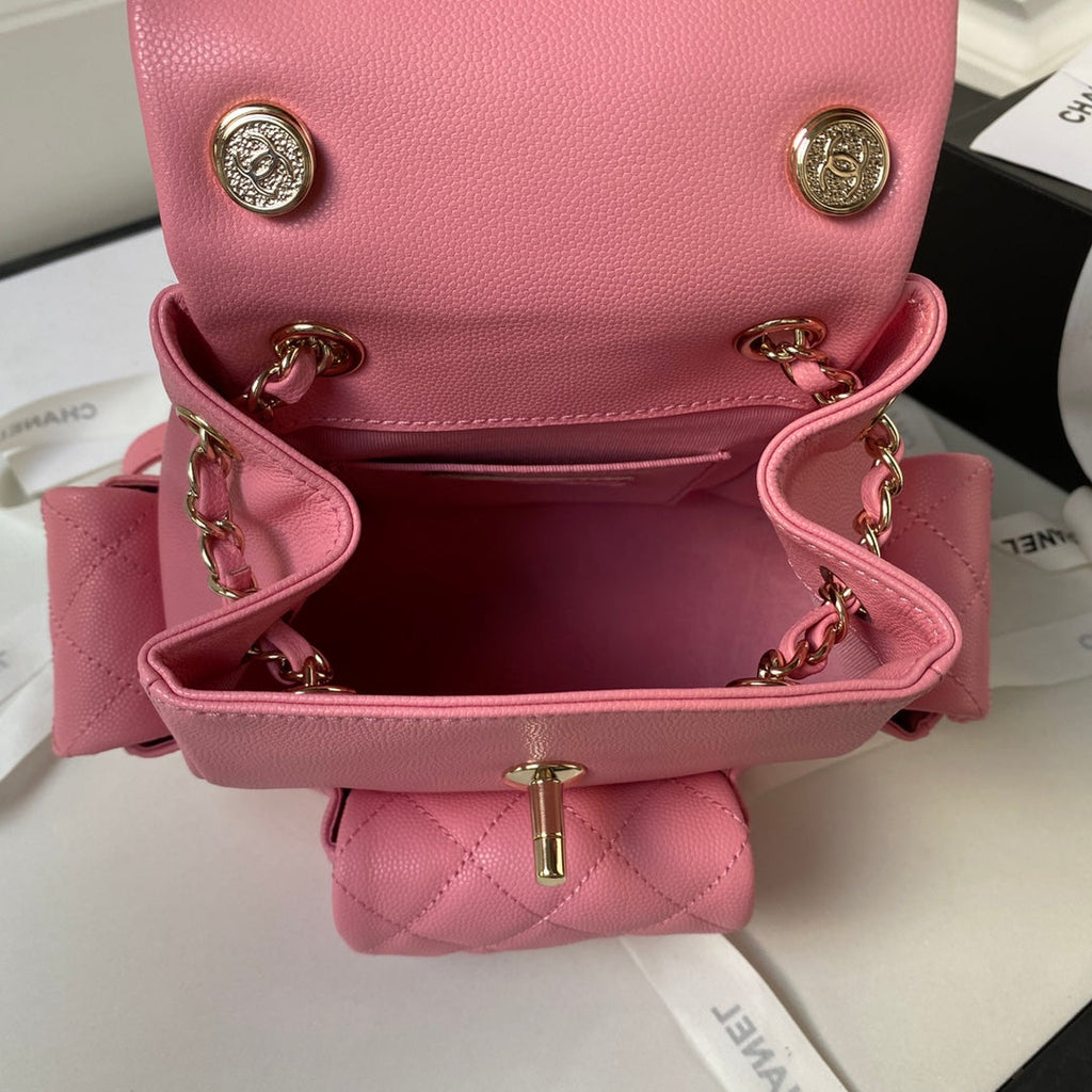 Chanel backpack AS4398 Grained shiny calfskin Pink