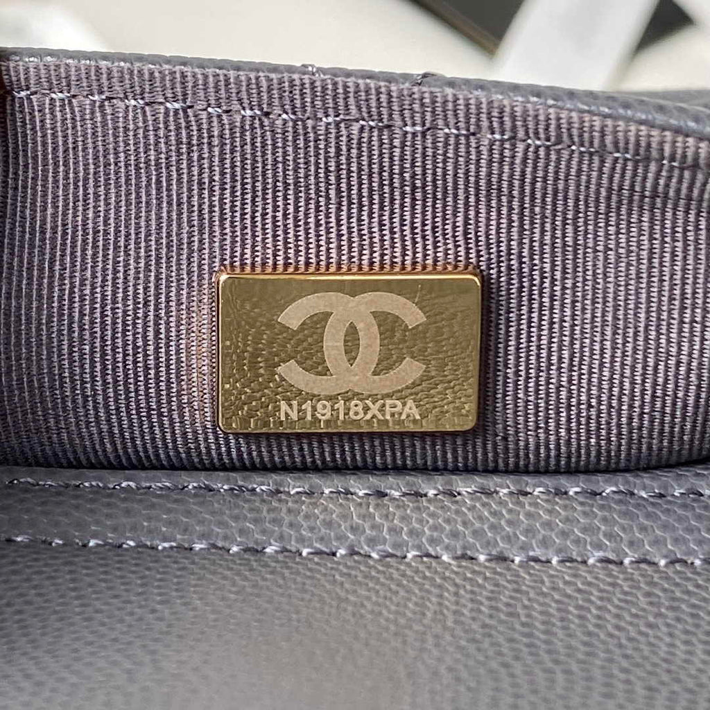 Chanel backpack AS4398 Grained shiny calfskin Gray
