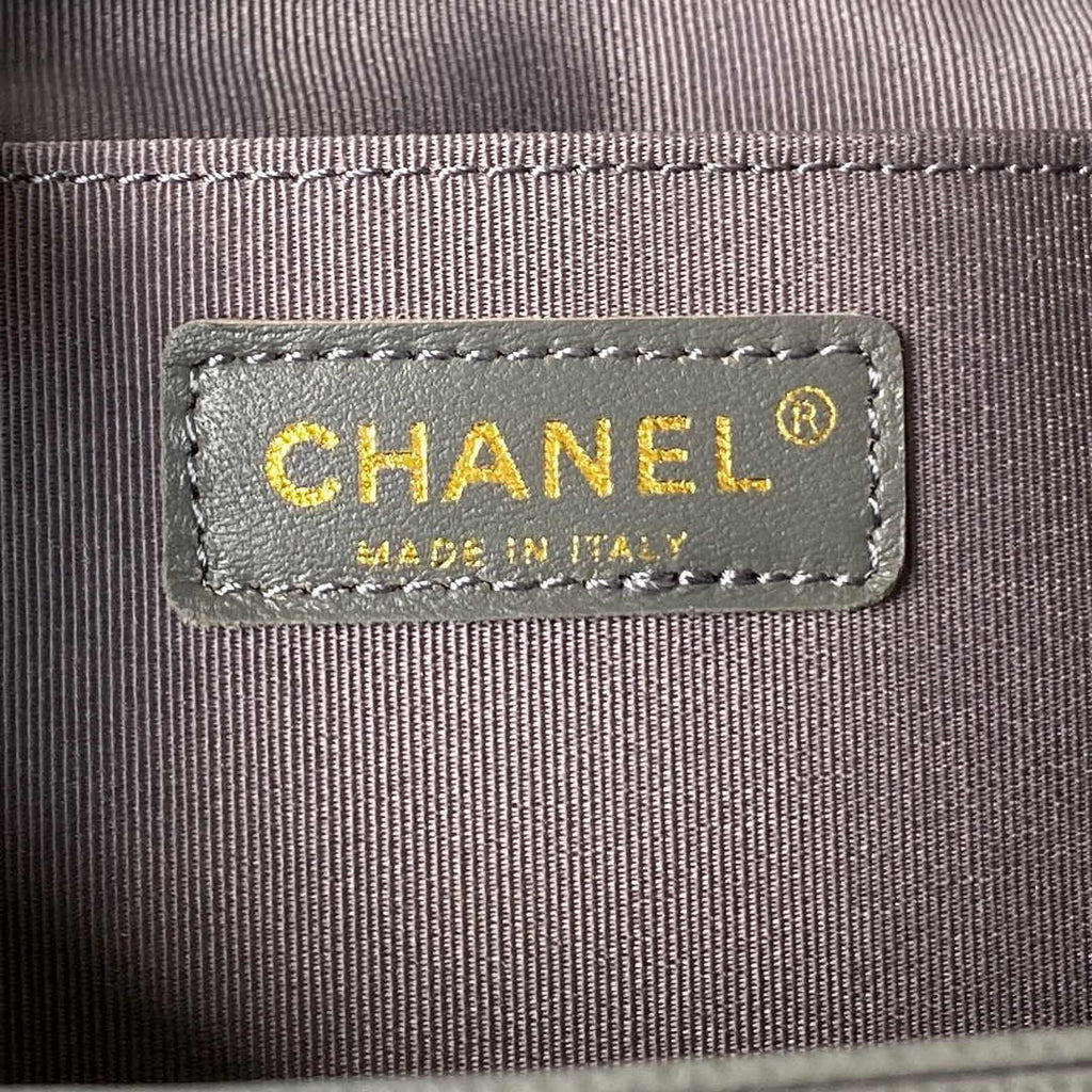 Chanel backpack AS4398 Grained shiny calfskin Gray