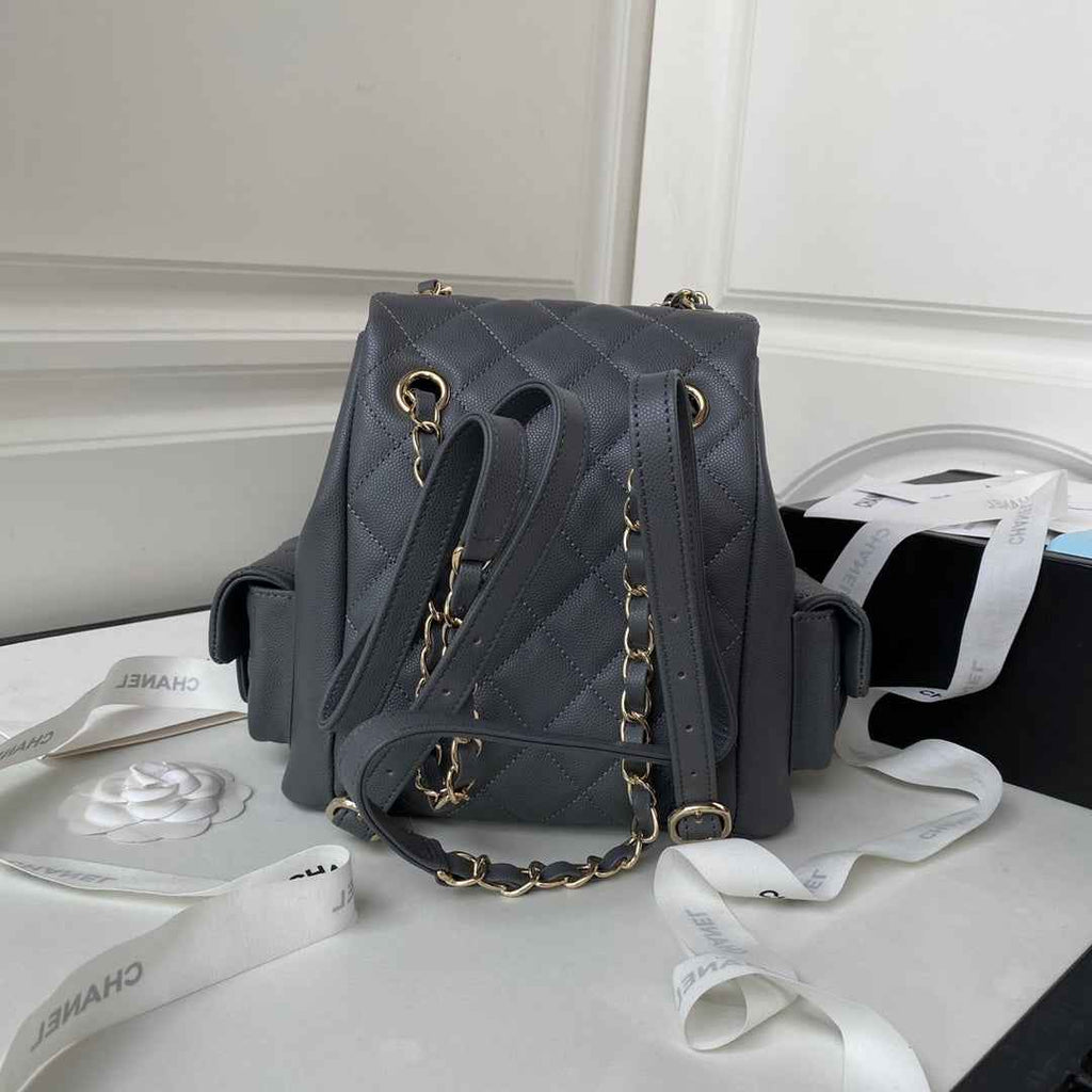 Chanel Small backpack AS4399 Grained shiny calfskin Gray
