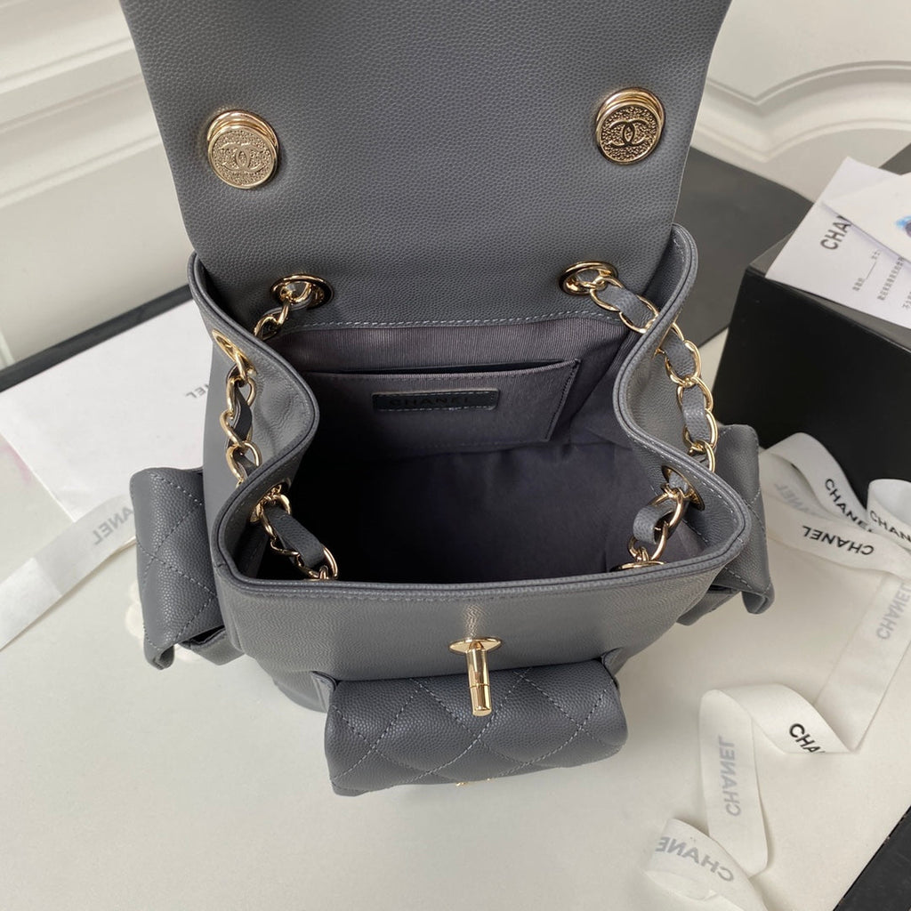 Chanel Small backpack AS4399 Grained shiny calfskin Gray