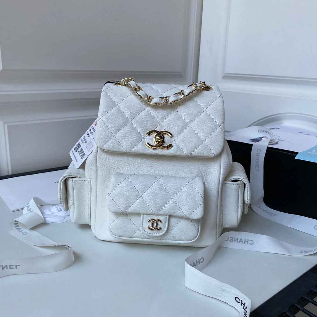 Chanel Small backpack AS4399 Grained shiny calfskin White