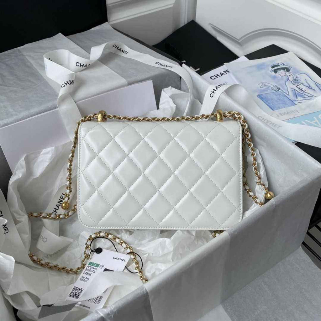 Chanel Small Flap bag AS2649 Lambskin White
