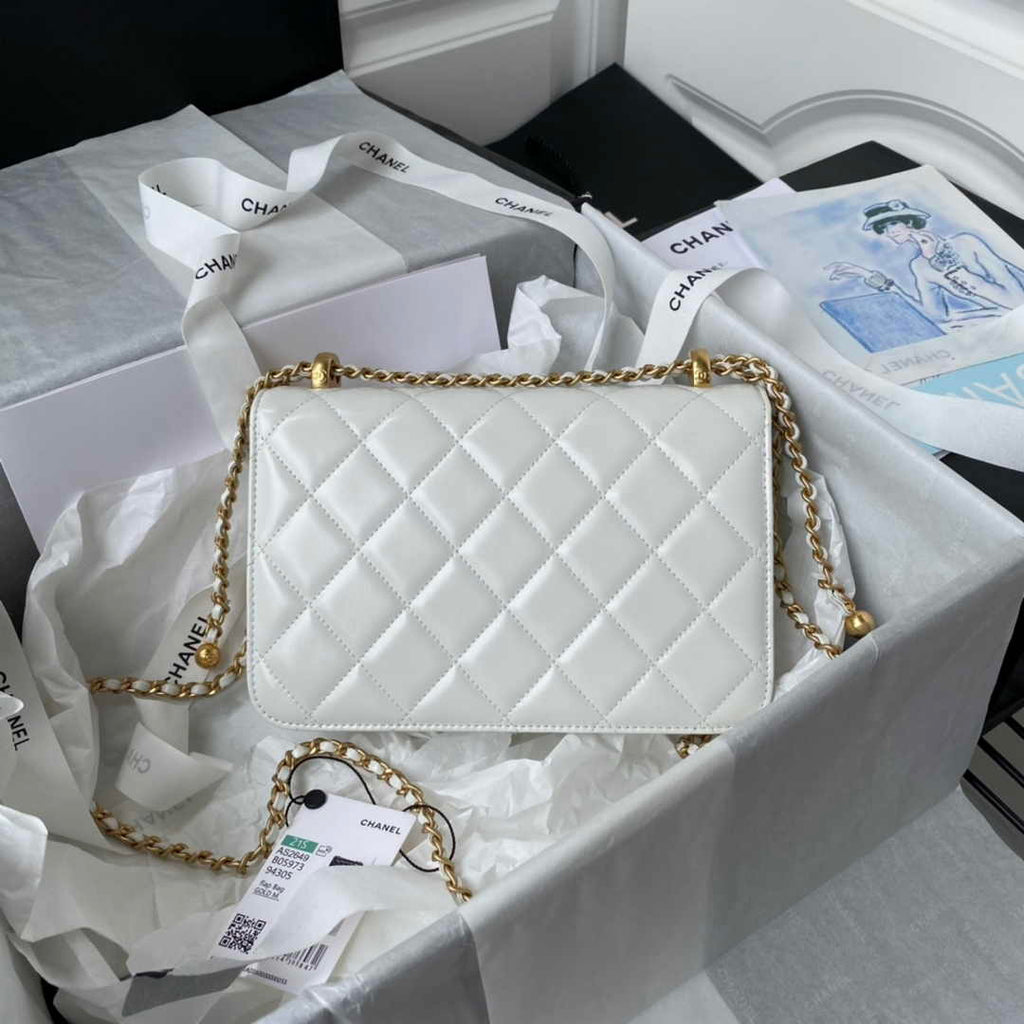 Chanel Small Flap bag AS2649 Lambskin White