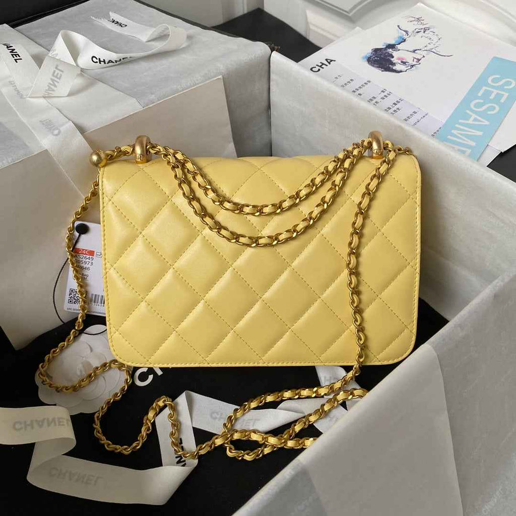 Chanel Small Flap bag AS2649 Lambskin Yellow