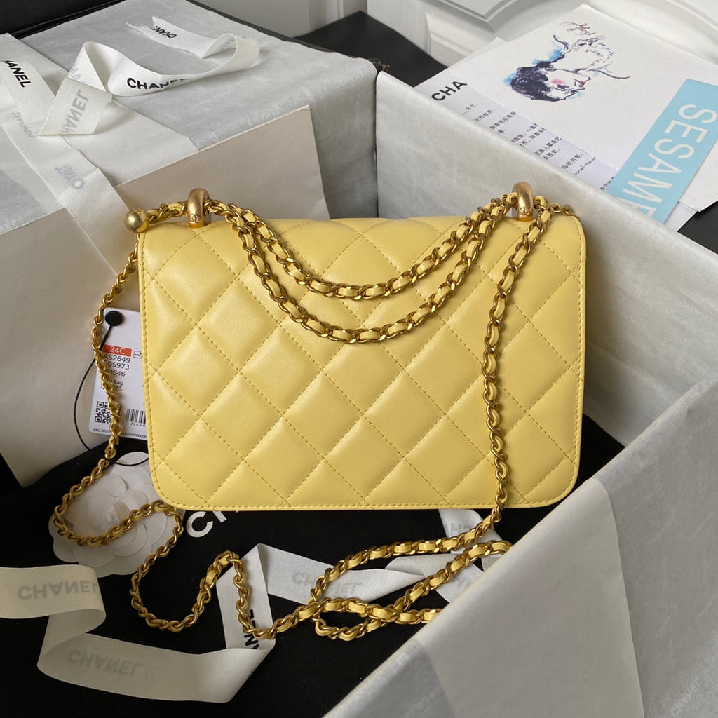 Chanel Small Flap bag AS2649 Lambskin Yellow