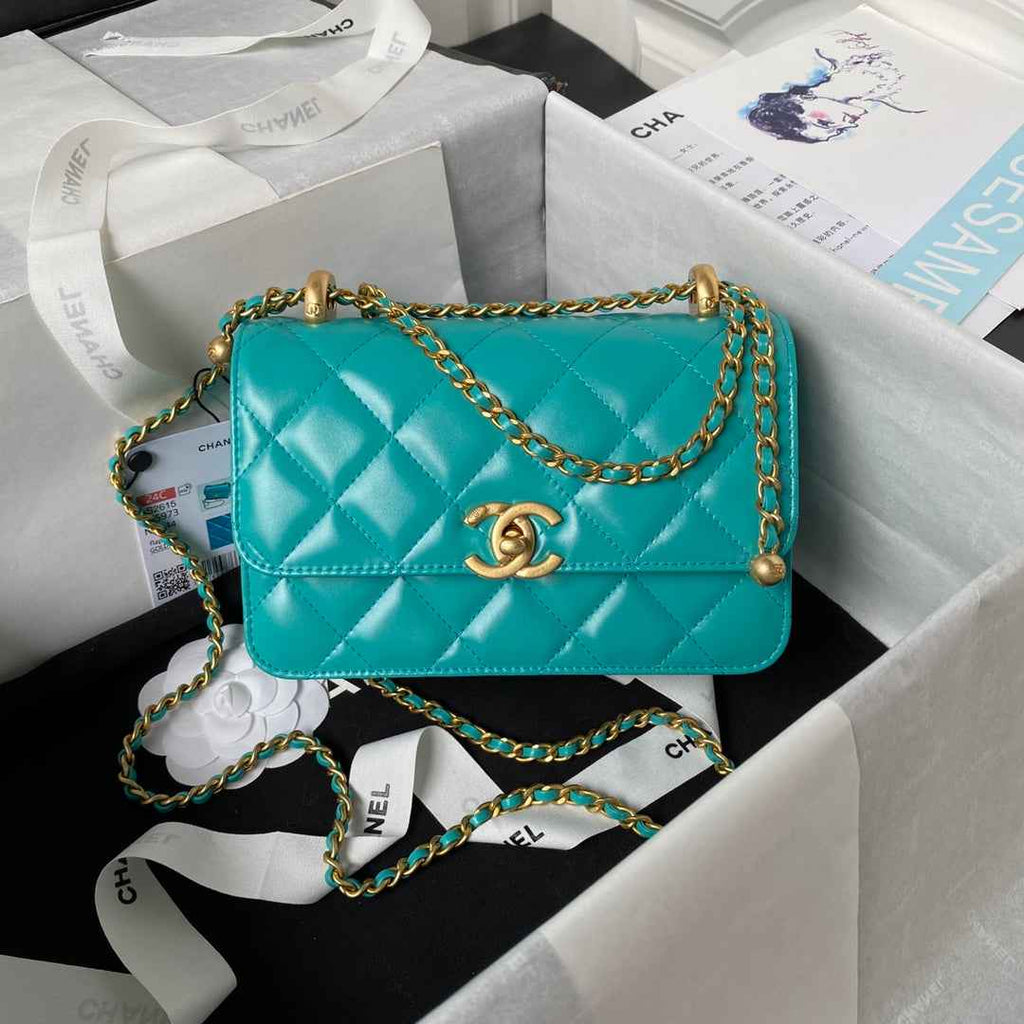 Chanel Small Flap bag AS2649 Lambskin Green