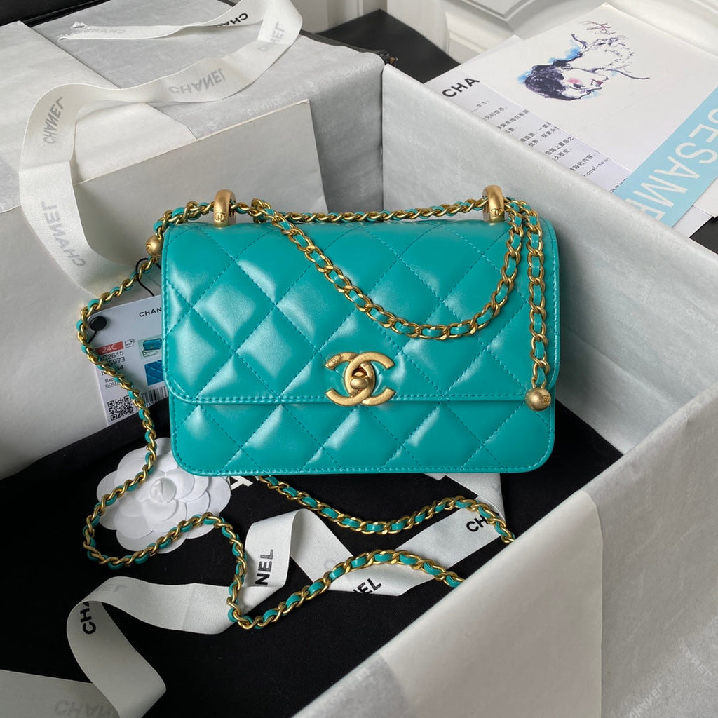 Chanel Small Flap bag AS2649 Lambskin Green