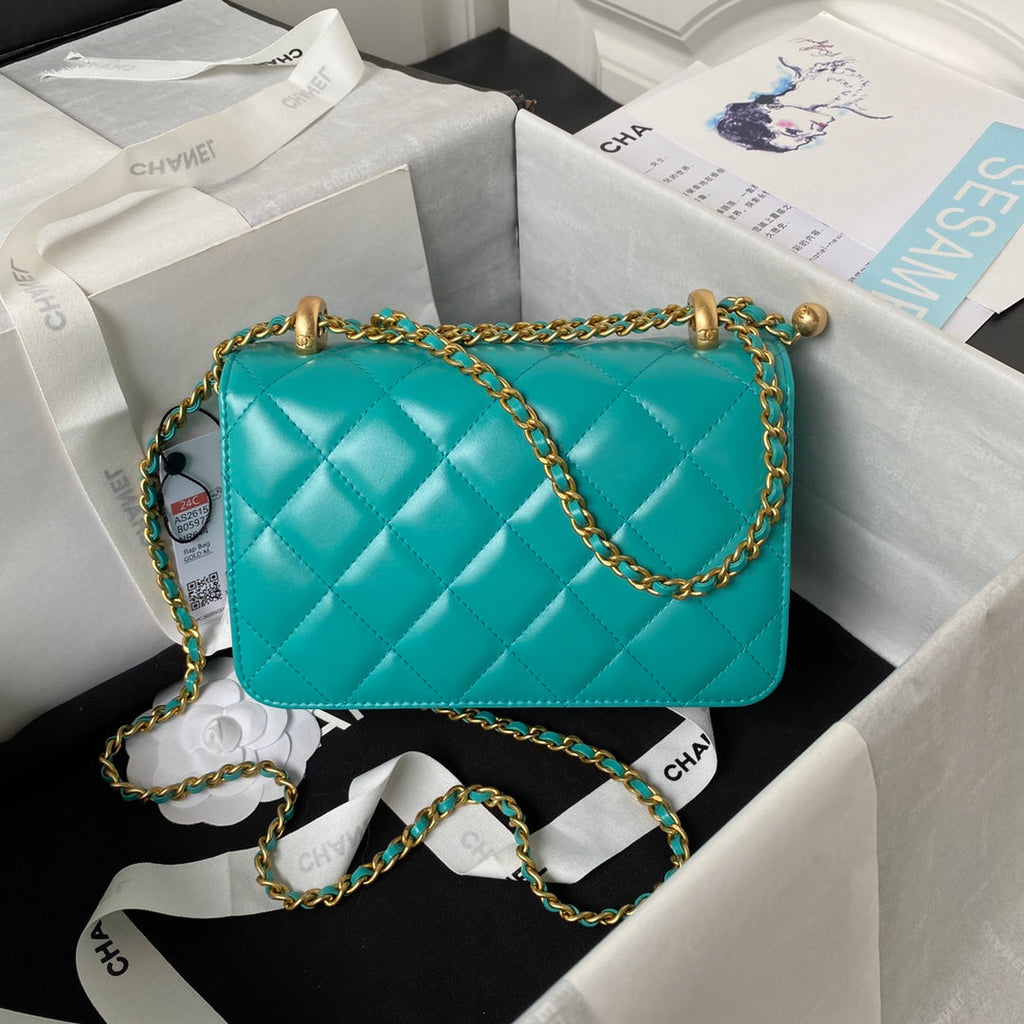 Chanel Small Flap bag AS2649 Lambskin Green