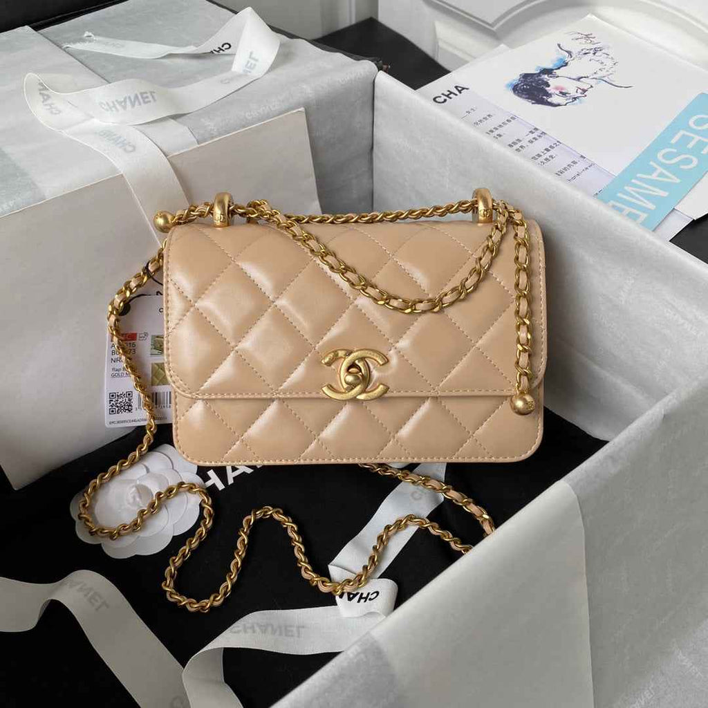 Chanel Small Flap bag AS2649 Lambskin Apricot