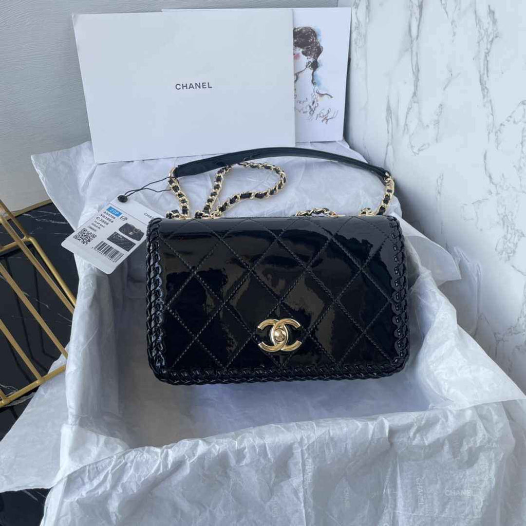 Chanel Small Flap Bag AS4206 Patent  Black