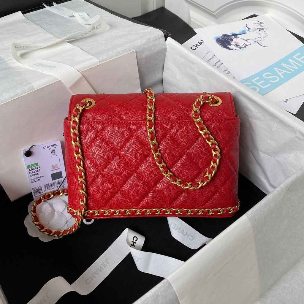 Chanel Small Flap Bag AS4431 Calfskin Red