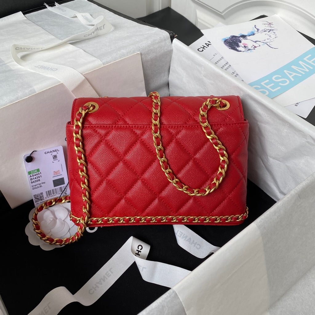 Chanel Small Flap Bag AS4431 Calfskin Red