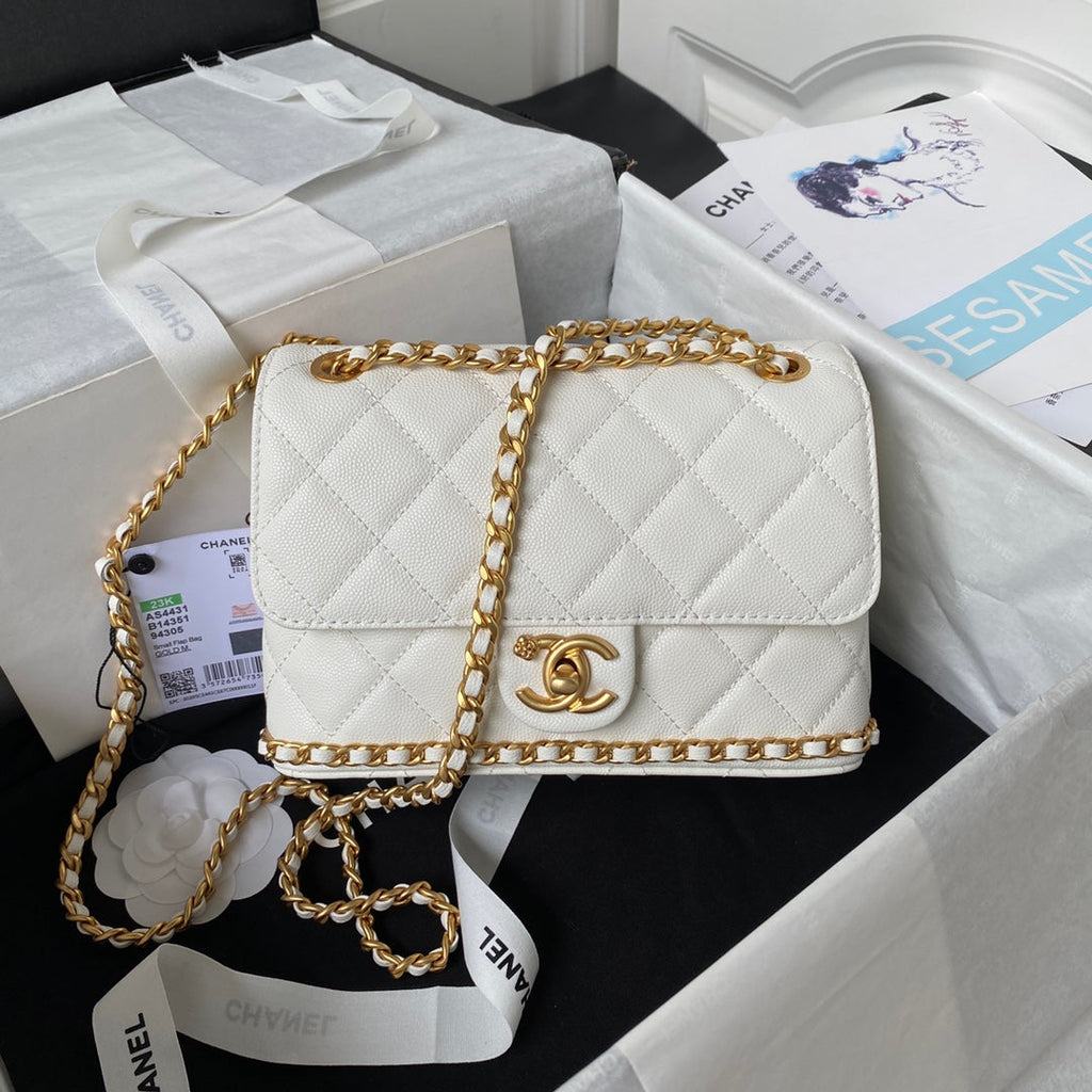 Chanel Small Flap Bag AS4431 Calfskin White