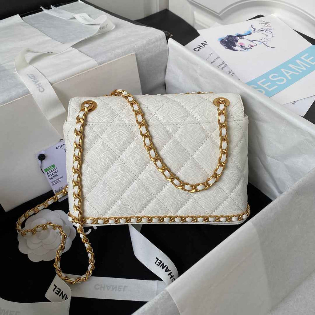 Chanel Small Flap Bag AS4431 Calfskin White