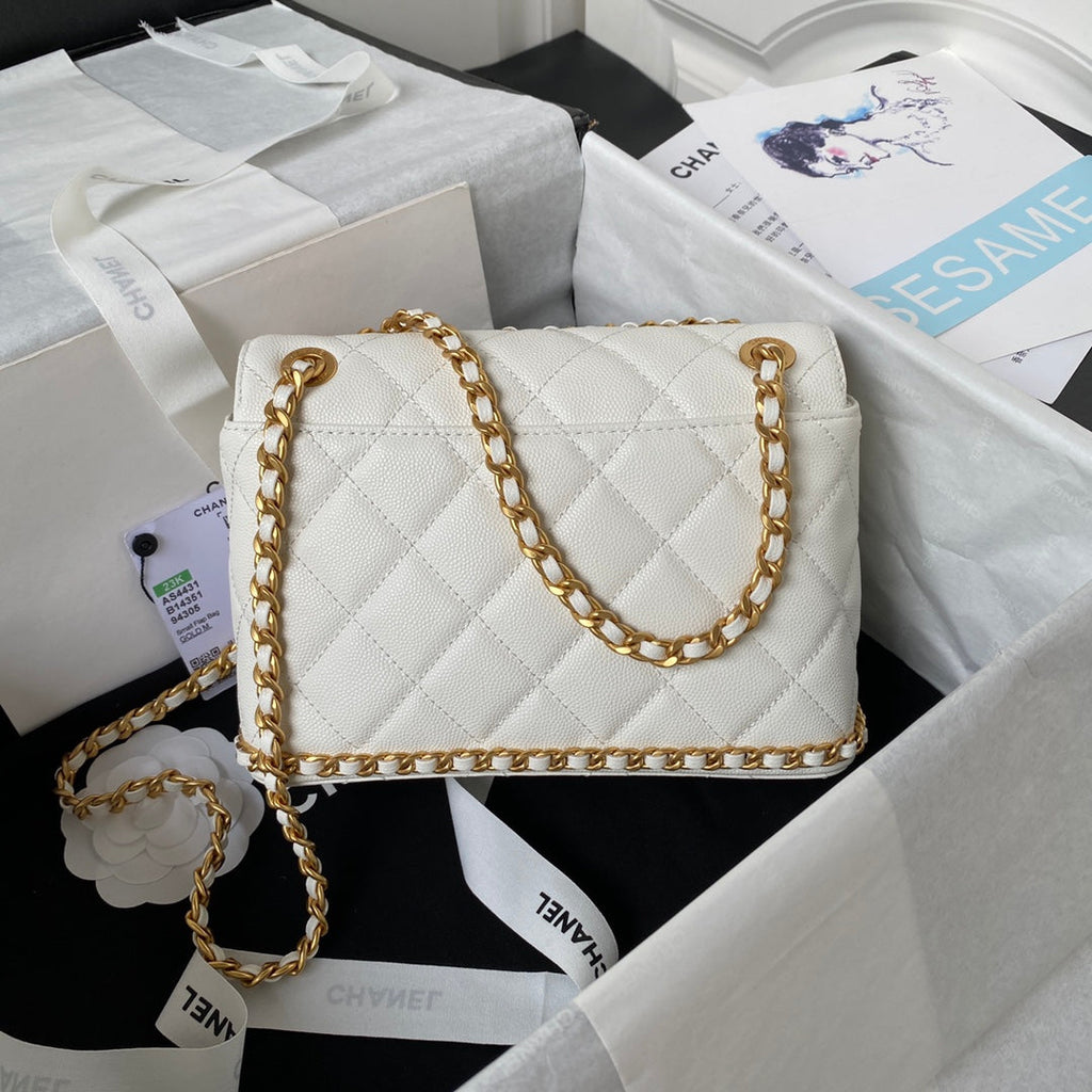 Chanel Small Flap Bag AS4431 Calfskin White