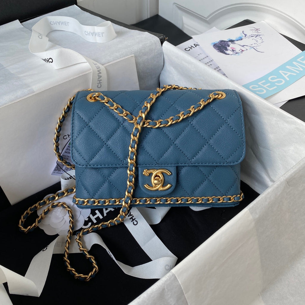 Chanel Small Flap Bag AS4431 Calfskin Blue