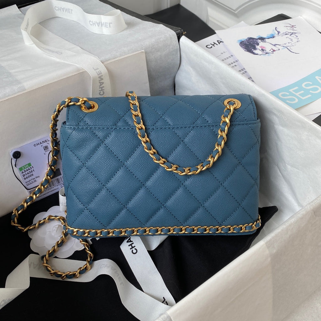 Chanel Small Flap Bag AS4431 Calfskin Blue