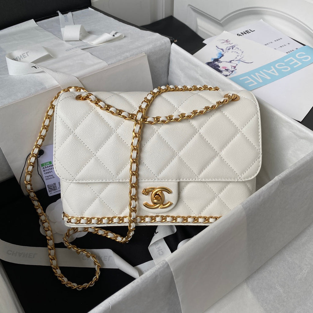 Chanel Small Flap Bag AS4489 Calfskin White
