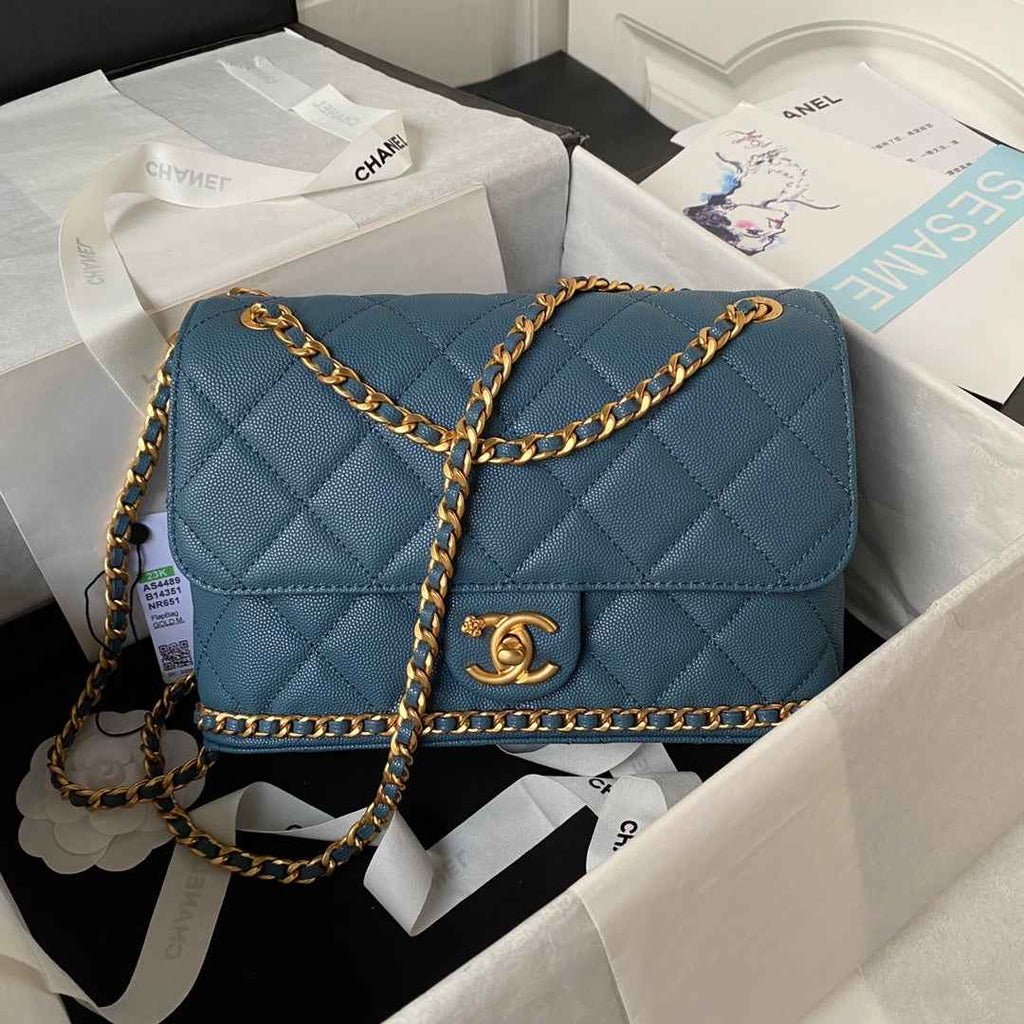 Chanel Small Flap Bag AS4489 Calfskin Blue