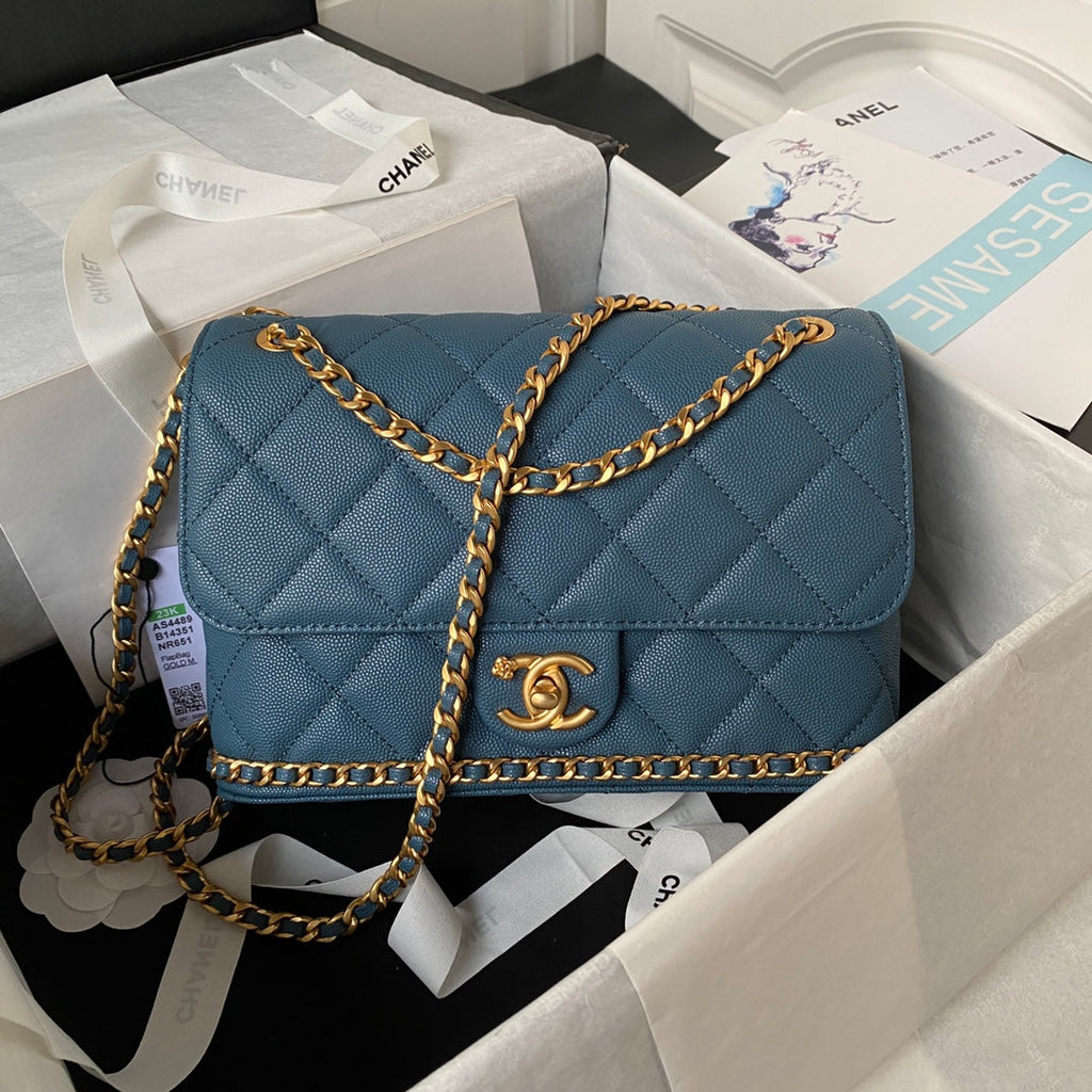Chanel Small Flap Bag AS4489 Calfskin Blue