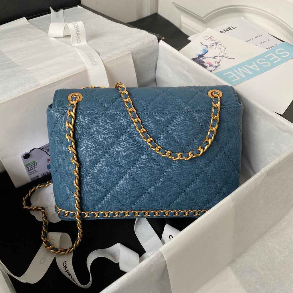 Chanel Small Flap Bag AS4489 Calfskin Blue