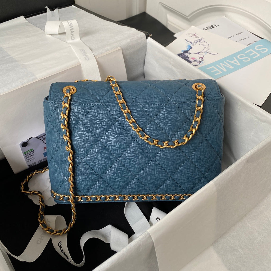 Chanel Small Flap Bag AS4489 Calfskin Blue