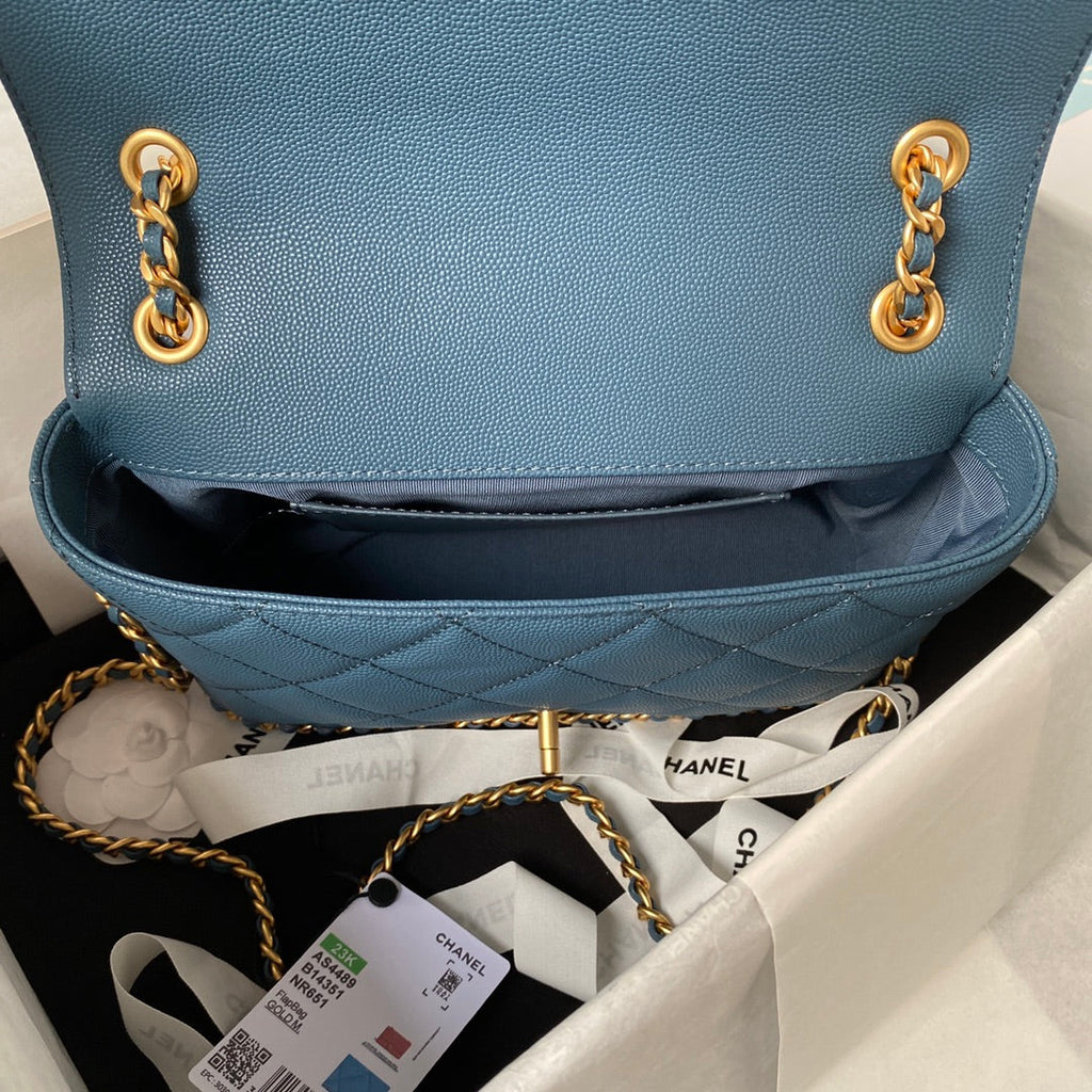 Chanel Small Flap Bag AS4489 Calfskin Blue