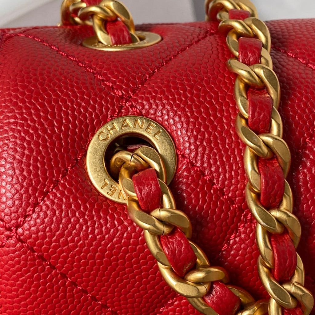 Chanel Small Flap Bag AS4490 Calfskin Red