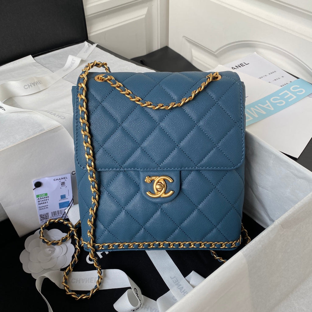 Chanel Small Flap Bag AS4490 Calfskin Blue